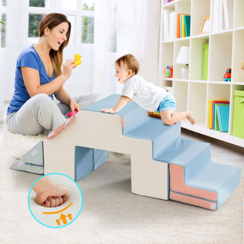 4 in 1 Foam Climbing Blocks for Toddlers,Indoor Soft Climb and Crawl Play Climbing Toys for Creativity & Imagination (Compressed Delivery)