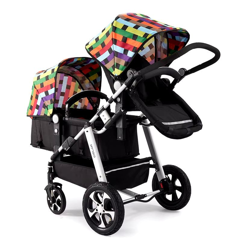 2024 New Twin Stroller,Baby Stroller,Folding Stroller Twins Baby Carriage,Double Seat Stroller Travel Pushchair High Landscape