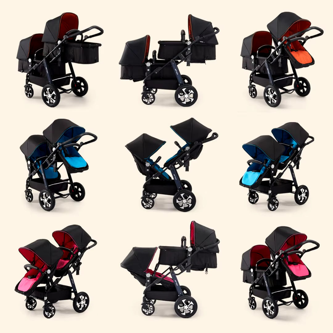 2024 New Twin Stroller,Baby Stroller,Folding Stroller Twins Baby Carriage,Double Seat Stroller Travel Pushchair High Landscape