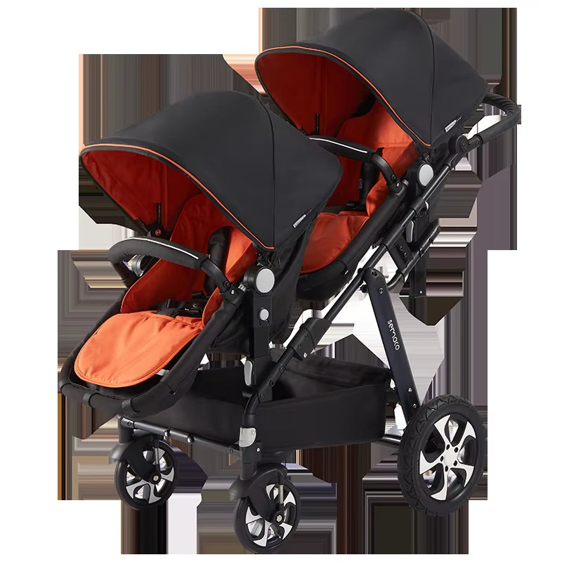 2024 New Twin Stroller,Baby Stroller,Folding Stroller Twins Baby Carriage,Double Seat Stroller Travel Pushchair High Landscape