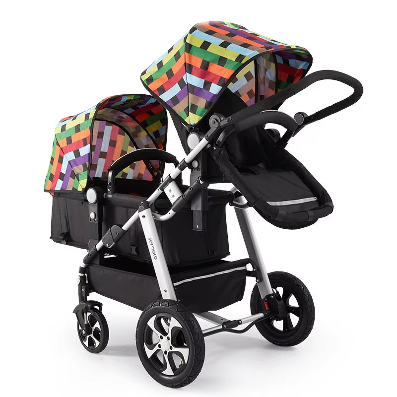 2024 New Twin Stroller,Baby Stroller,Folding Stroller Twins Baby Carriage,Double Seat Stroller Travel Pushchair High Landscape