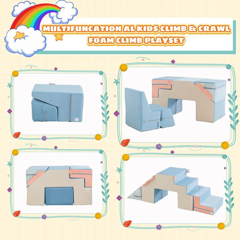 4 in 1 Foam Climbing Blocks for Toddlers,Indoor Soft Climb and Crawl Play Climbing Toys for Creativity & Imagination (Compressed Delivery)