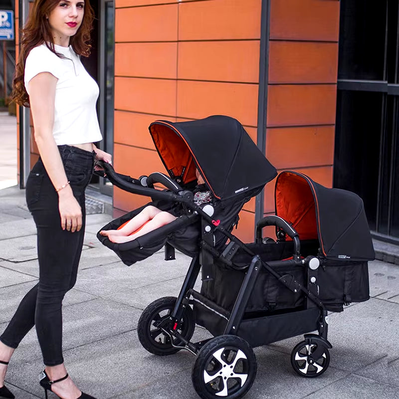 2024 New Twin Stroller,Baby Stroller,Folding Stroller Twins Baby Carriage,Double Seat Stroller Travel Pushchair High Landscape